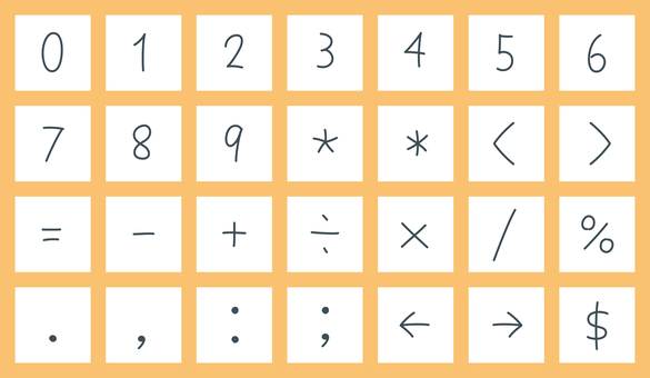 手書き風細文字　数字・記号 文字,オリジナル,手書き風,細字,マーカー,書体,フォント,マーク,ドル,矢印のイラスト素材
