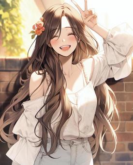 Illustration, female, a smile, piece, 