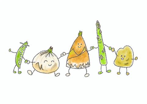 Illustration, spring vegetables, vegetables, tiny, 