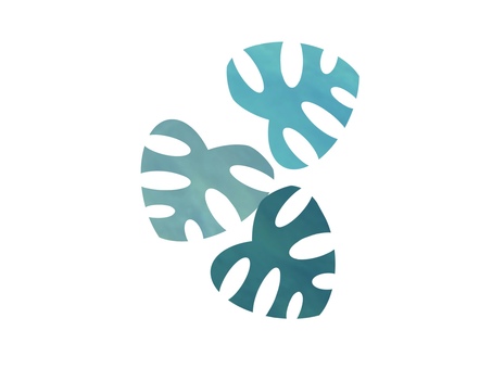 モンステラの３色葉っぱ(水色系) モンステラ,観葉植物,おしゃれ,植物,葉っぱ,葉,ナチュラル,素材,挿絵,カットイラストのイラスト素材