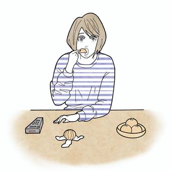 みかん食べる女性 女性,正月,みかん,のんびり,リモコンのイラスト素材