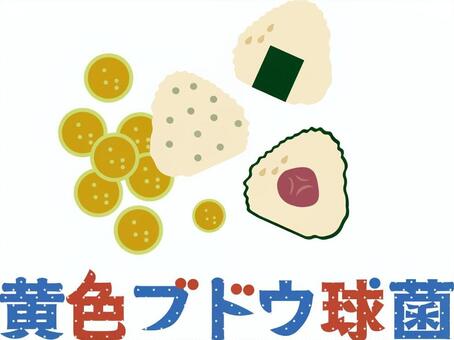 栄養　食中毒　黄色ブドウ球菌 黄色ブドウ球菌,食中毒,栄養,医療,菌,衛生,食べ物,調理,食品衛生,おにぎりのイラスト素材
