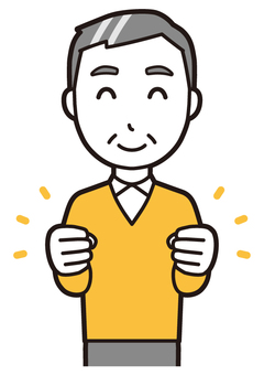 ニット中年男性(黄)-134-バスト  ニット中年男性(黄)-134-バスト ガッツポーズ,おじさん,男性,中年,お父さん,パパ,シニア,ミドルエイジ,人物,かわいいのイラスト素材
