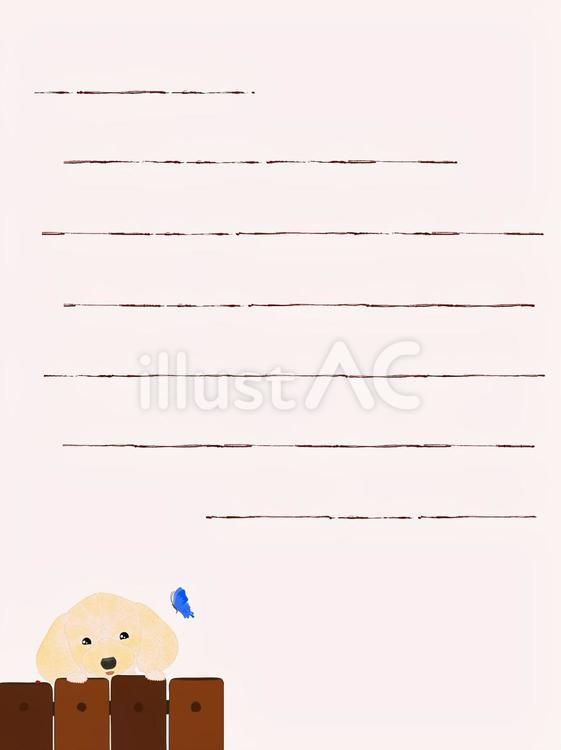 犬の便せん2 犬,トイプードル,巻き毛のイラスト素材
