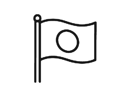 日本の国旗のアイコン_線画 日本国旗,日本の国旗,日の丸,日章旗,国旗,日本,japan,日本国,和風,和柄のイラスト素材