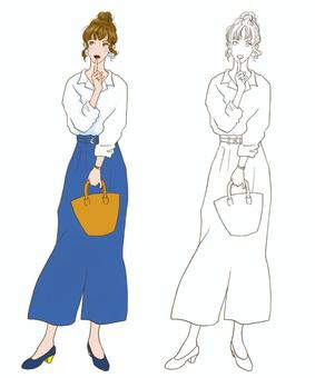 若い女性 成人,女性,20代,30代,春,夏,手書き,女子,婚活,デートのイラスト素材