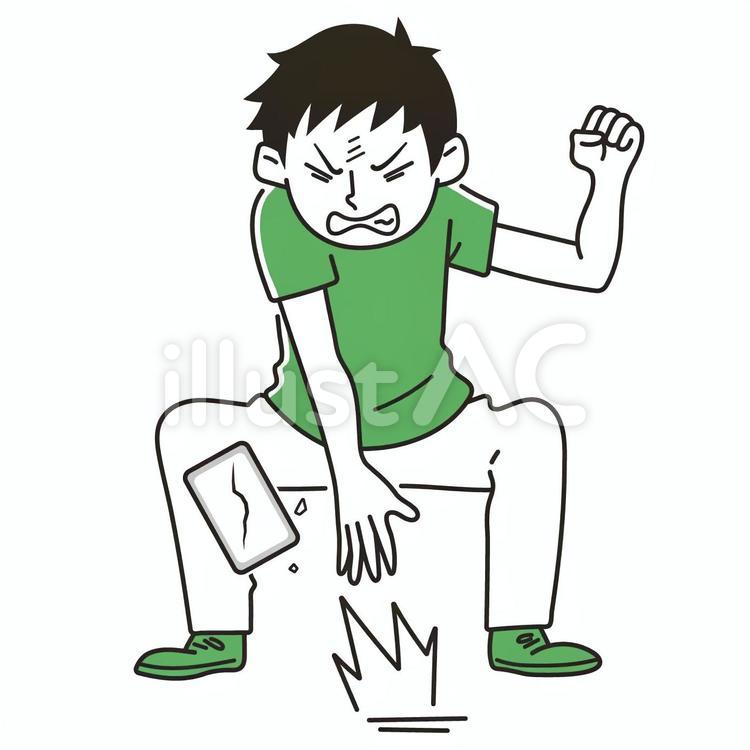 怒りでスマホを叩きつけて壊す男性イラスト - No: 22229846｜無料イラスト・フリー素材なら「イラストAC」