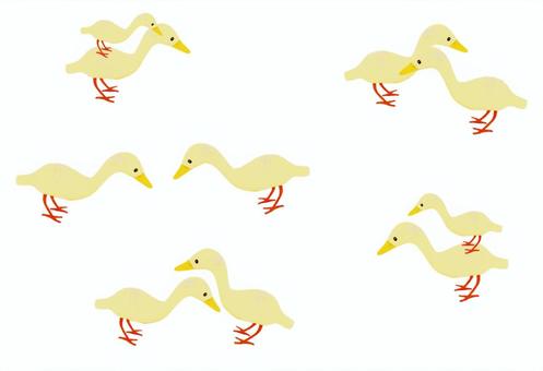 鳥 鳥 鳥,アヒル,ガチョウ,動物,キャラクター,おんぶ,挨拶,親子,パートナーのイラスト素材