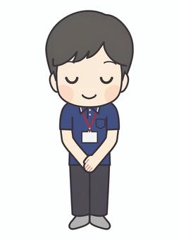 お辞儀をする男性介護職員 男性,介護,職員,介護士,介護福祉士,理学療法士,作業療法士,ヘルパー,ケアマネージャー,インストラクターのイラスト素材
