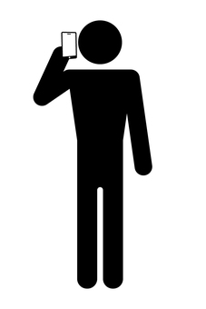 スマホで通話する人のピクトグラム 人,ピクトグラム,棒人間,ヒューマンピクトグラム,ピクト,スマホ,電話,シルエット,マーク,ピクトサインのイラスト素材