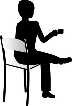 椅子座る 椅子,座る,コーヒー,カップ,足,組む,くつろぐ,人物,男性,シルエットのイラスト素材