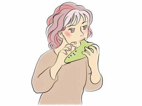 オカリナを吹く人。優しい音色のイメージ オカリナ,吹く,演奏,音楽,人物,女性,ソフト,カラー,優しい,音色のイラスト素材
