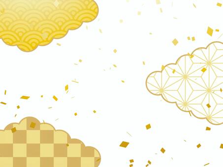 正月和風フレーム年賀状 年賀状,和柄,和風,正月,可愛い,美しい,ベクター,紙吹雪,パーティー,お祝いのイラスト素材