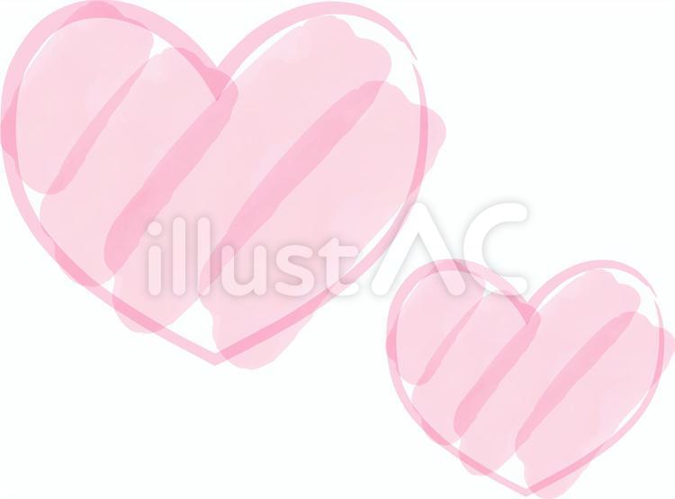 ハート　素材　水彩　ピンク ハート,水彩,水彩画のイラスト素材