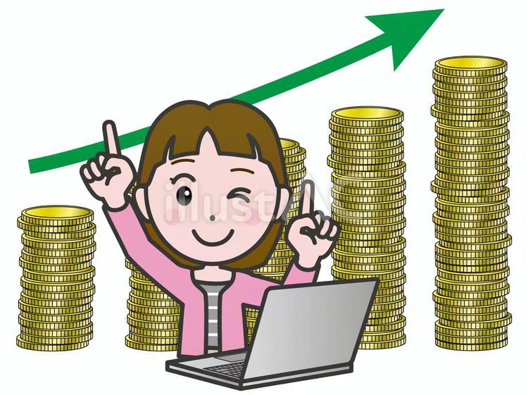 弐A：投資女子_資産成長_CS3 女性,笑顔,投資のイラスト素材