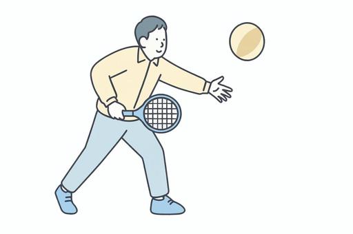 ミニテニスを楽しむ ミニテニスを楽しむ ミニテニス,スポーツ,レクリエーション,ニュースポーツ,ラケット,ボール,運動,体験,健康,交流のイラスト素材