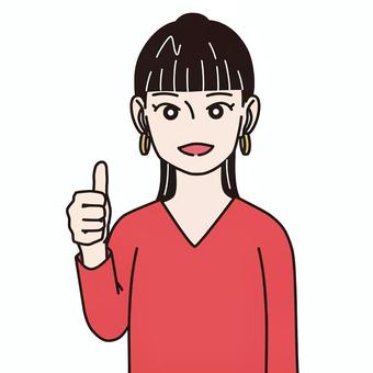 【アイコン用画像】女性_サムズアップ_5 表情,感情,笑顔,笑う,朗らか,楽しい,明るい,嬉しい,ニコニコ,ニッコリのイラスト素材