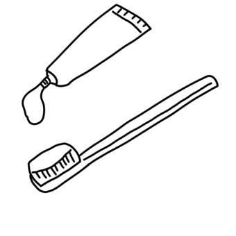 歯ブラシと歯磨き粉の線画 歯ブラシ,歯磨き粉,歯磨き,歯,手描き,線画のイラスト素材