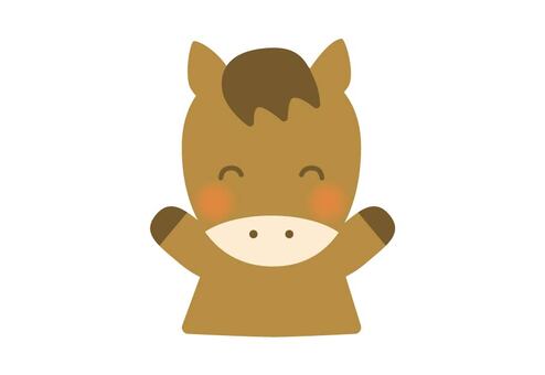 馬のアイコン 馬,午,かわいい,アイコン,ワンポイント,挿絵,年賀状,顔,干支,十二支のイラスト素材