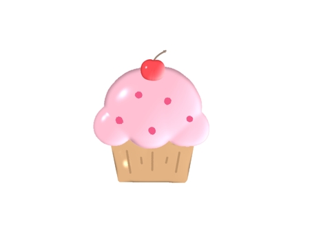 ぷっくりカップケーキ ぷっくり,カップケーキ,かわいい,モチーフ,お菓子,ケーキ,スイーツ,ピンク,カラフル,さくらんぼのイラスト素材