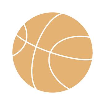 バスケットボールのイラストベージュ線なし バスケットボール,バスケ,ボール,ミニバス,アイコン,シンプル,ワンポイント,イラスト,素材,パーツのイラスト素材