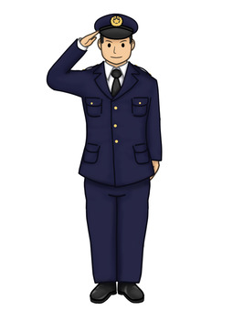 警察官 警察官,お巡りさん,男性,巡査,敬礼のイラスト素材