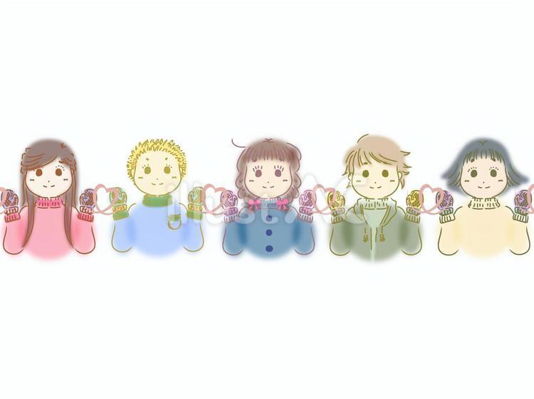 ミトン手袋　友の素材 ミトン,手袋,女の子のイラスト素材