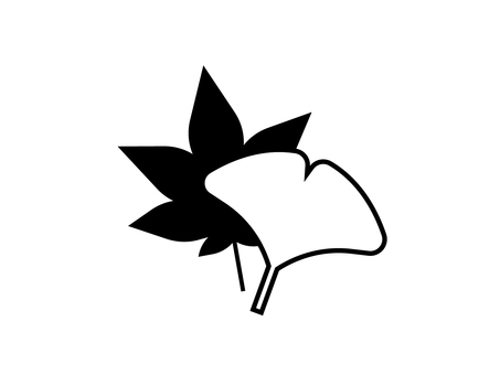 紅葉とイチョウの葉っぱアイコン 紅葉,葉っぱ,秋,イチョウ,11月,10月,晩秋,植物,アイコン,2枚のイラスト素材
