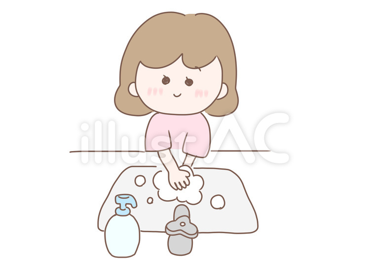 手を洗う女の子 女の子,手洗い,予防のイラスト素材