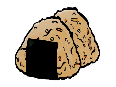 五目おにぎり （海苔・筆タッチ） 五目おにぎり,おにぎり,おむすび,五目,米,海苔,筆,握り飯,主食,和食のイラスト素材