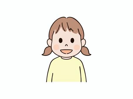笑顔の子供_二つ結び 笑顔の子供_二つ結び 子供,園児,幼児,小学生,児童,女の子,女児,少女,ツインテール,二つ結びのイラスト素材