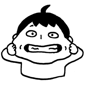 変顔をする子ども_ほっぺたをひっぱる こども,子ども,変顔,表情,頬,ぽっぺ,ぽっぺた,伸ばす,ひっぱる,びょーんのイラスト素材