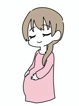 妊婦さん デフォルメ,シンプル,妊婦,妊娠,女の子,ピンク,透過のイラスト素材