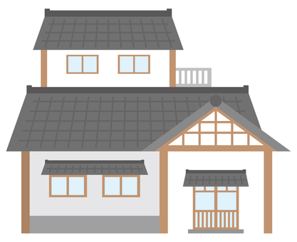 シンプルな和風の家 家,住宅,一軒家,建物,建築,日本家屋,古民家,和風,和,旅館のイラスト素材
