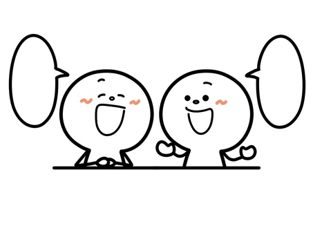 笑顔で話す二人　吹き出し 棒人間,吹き出し,微笑む,穏やか,話す,笑顔,お喋り,おしゃべり,会話,二人のイラスト素材
