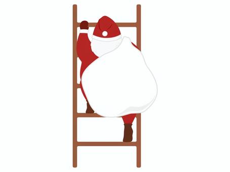 はしごを登るサンタクロース（改） サンタクロース,サンタ,クリスマス,はしご,登る,プレゼント,担ぐ,持つ,届ける,運ぶのイラスト素材