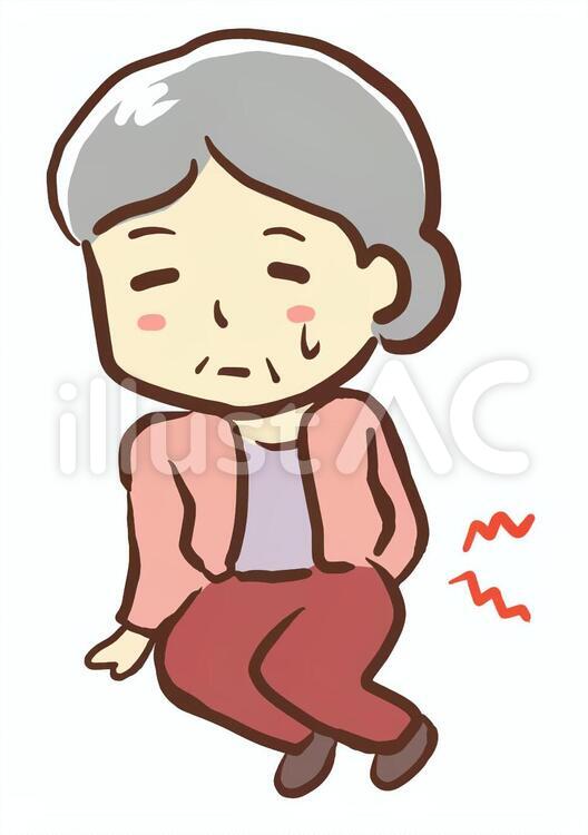 腰痛のおばあちゃん おばあちゃん,腰痛,痛いのイラスト素材