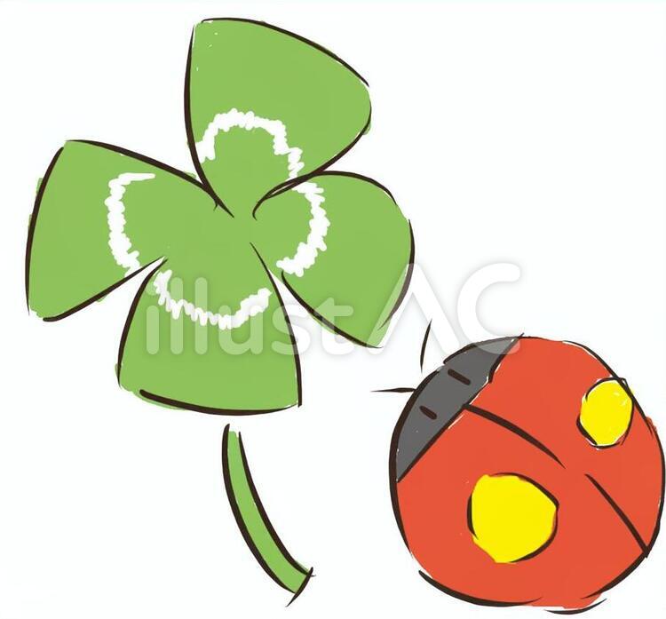 てんとうむしとクローバー テントウ虫,クローバー,虫のイラスト素材