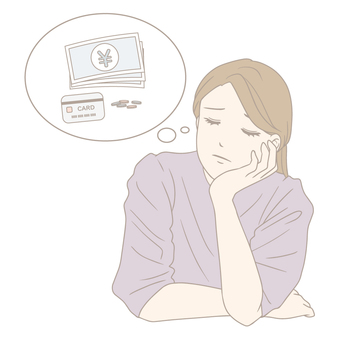 Female worried about money (pastel), JPG, PNG and AI Female worried about money (pastel), , JPG, PNG and AI