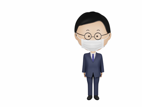 感染対策にマスクをするスーツの中年男性 マスク,人,マスク着用,お出かけ,男性,スーツ,全身,おじさん,メガネ,ゆるいのイラスト素材