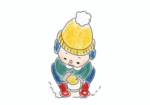 Illustration, snow jade, child, winter, 