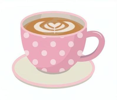 コーヒー19 コーヒー,珈琲,湯気,ホットコーヒー,コーヒーカップ,水玉,おしゃれ,ソーサー,カフェ,喫茶店のイラスト素材