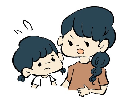 親子/女の子/叱る 親子,母親,女の子,叱る,子供,幼稚園,保育園,小学生のイラスト素材