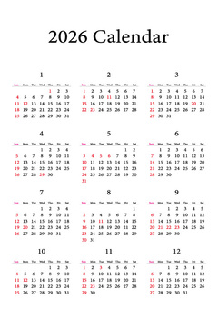 2026カレンダーの玉のみ カレンダー,数字,2026年,玉,a4サイズのイラスト素材