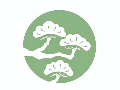 松のデザイン 松,和風,縁起物,デザイン,長寿,丸,植物,樹木のイラスト素材