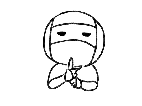 忍者線画 忍者線画 棒人間,忍者,人物,手描き,落書き,黒,シンプル,シノビ,歴史,線画のイラスト素材