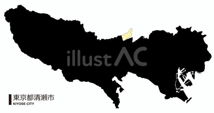 東京都清瀬市の位置地図 境界線無_2 清瀬市,東京都,多摩地域のイラスト素材