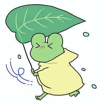 Illustration, a frog, rain, wind, 