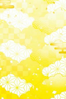 正月和風和柄年賀状 年賀状,和柄,和風,正月,可愛い,美しい,ベクター,紙吹雪,パーティー,お祝いのイラスト素材