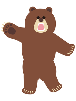 茶色い熊のイラスト素材10 茶色い熊のイラスト素材10 熊,くま,立つ,手,片手,挙げる,攻撃,危険,危機,警戒のイラスト素材